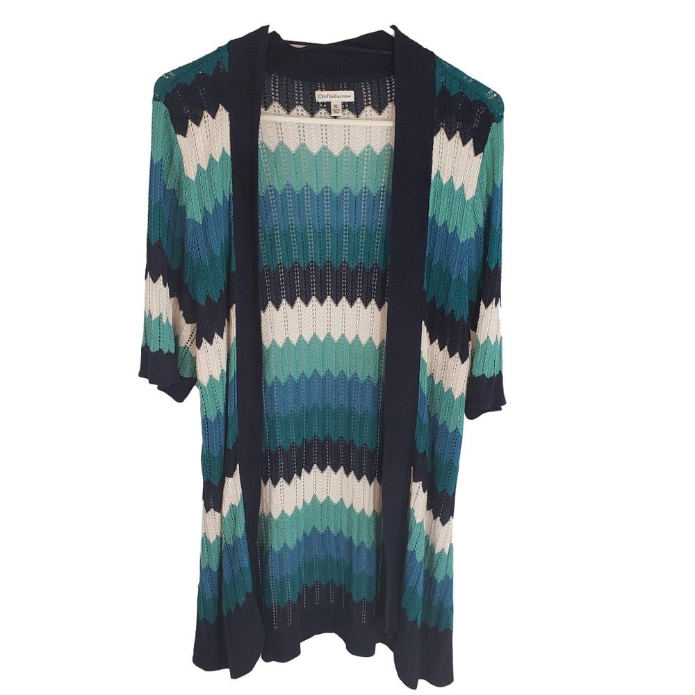 Croft & Barrow Blue Chevron Cardigan Sz XL